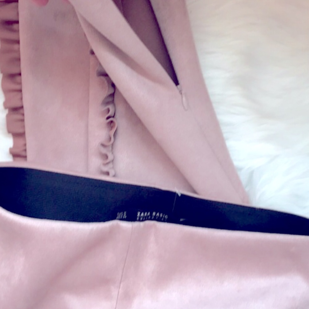 Zara  blush pink ankle ruffle pants NWOT - Picture 6 of 7